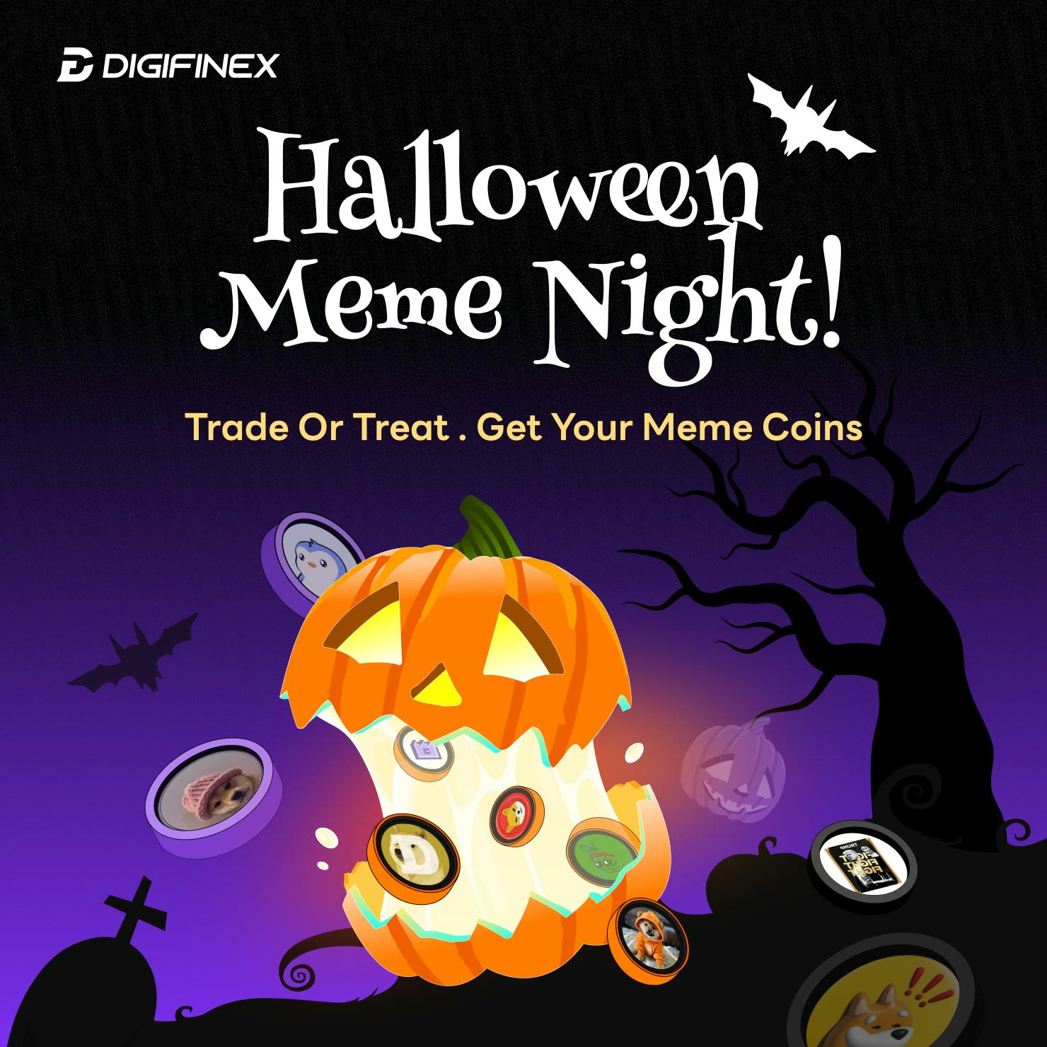 DigiFinex campaign artwork for Halloween, sports and Christmas events