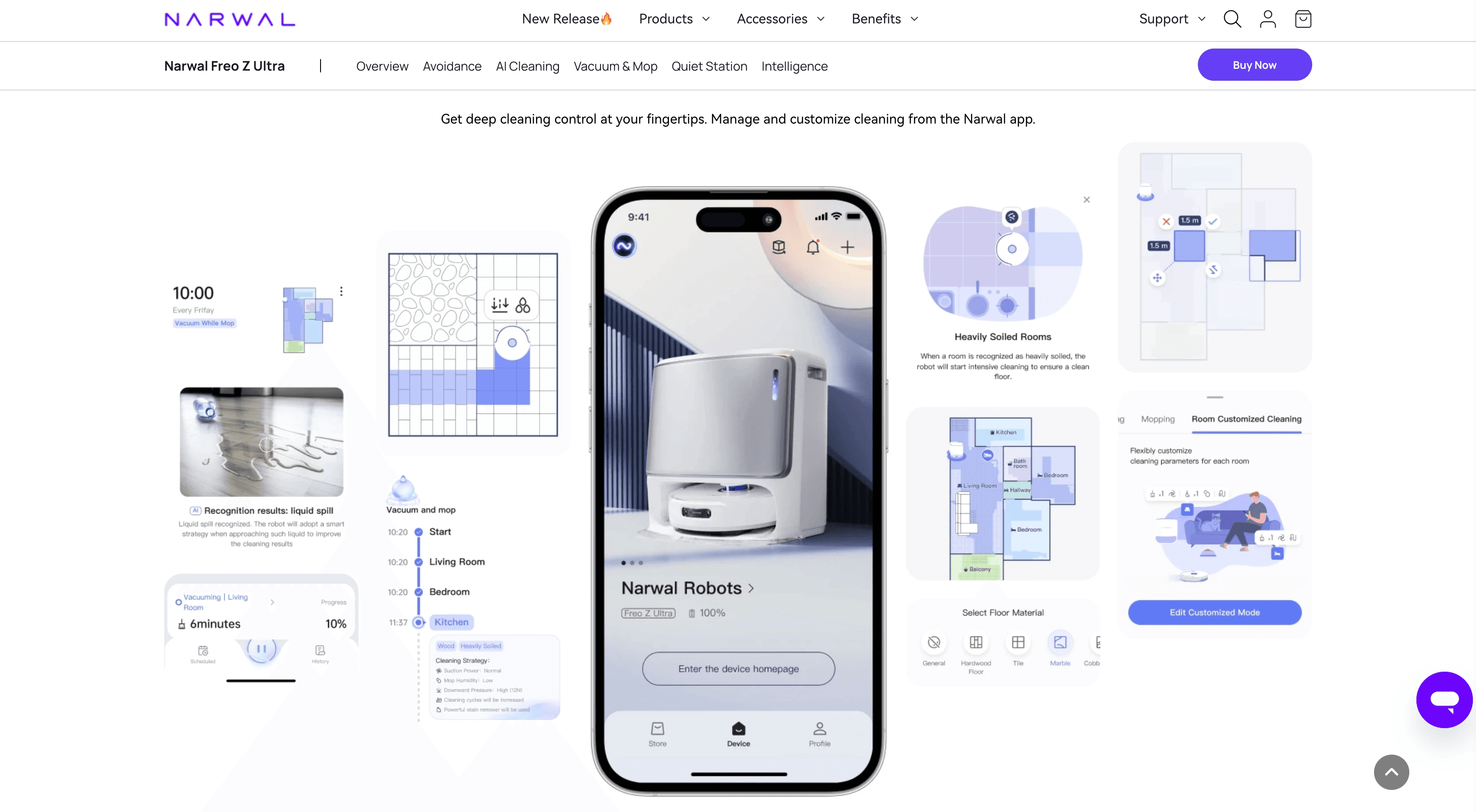 Narwal app marketing page presentation